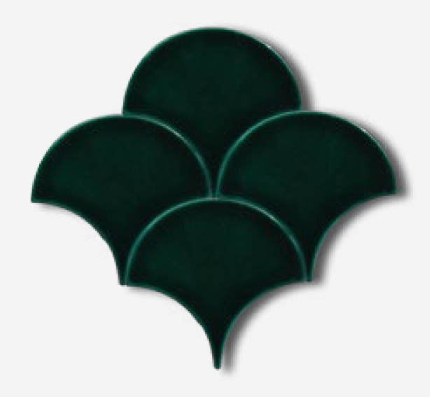 20x20 cm Rölyefli Seramik Balık Pulu Zümrüt Yeşil-4